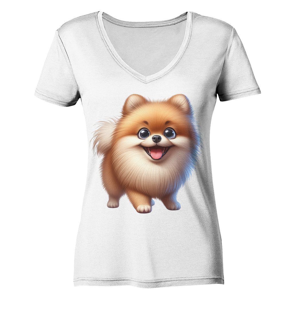 Pomeranien Cartoon - personalisierbar - Ladies V-Neck Shirt