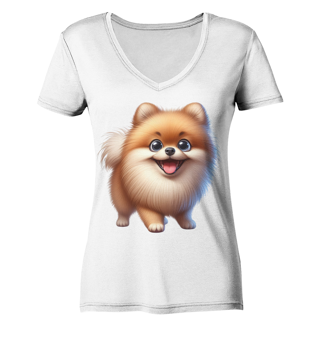 Pomeranien Cartoon - personalisierbar - Ladies V-Neck Shirt