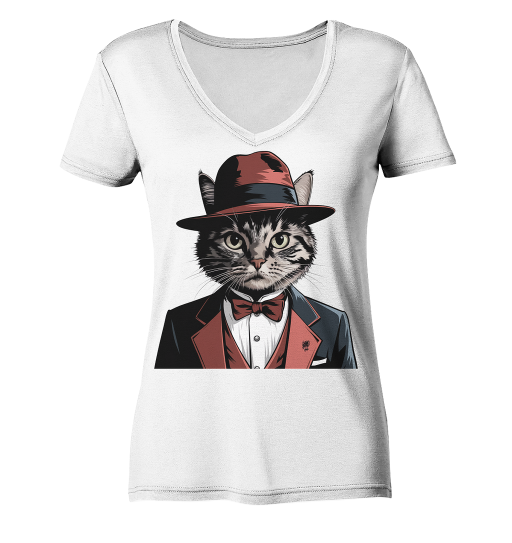 Godfather Catmother Katze Mafia - personalisierbar  - Ladies V-Neck Shirt