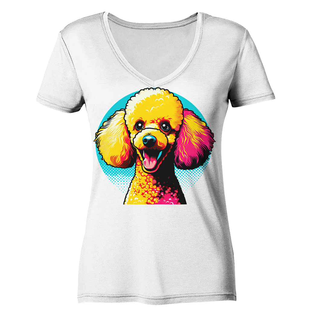 Pudel Pop Art - personalisierbar - Ladies V-Neck Shirt