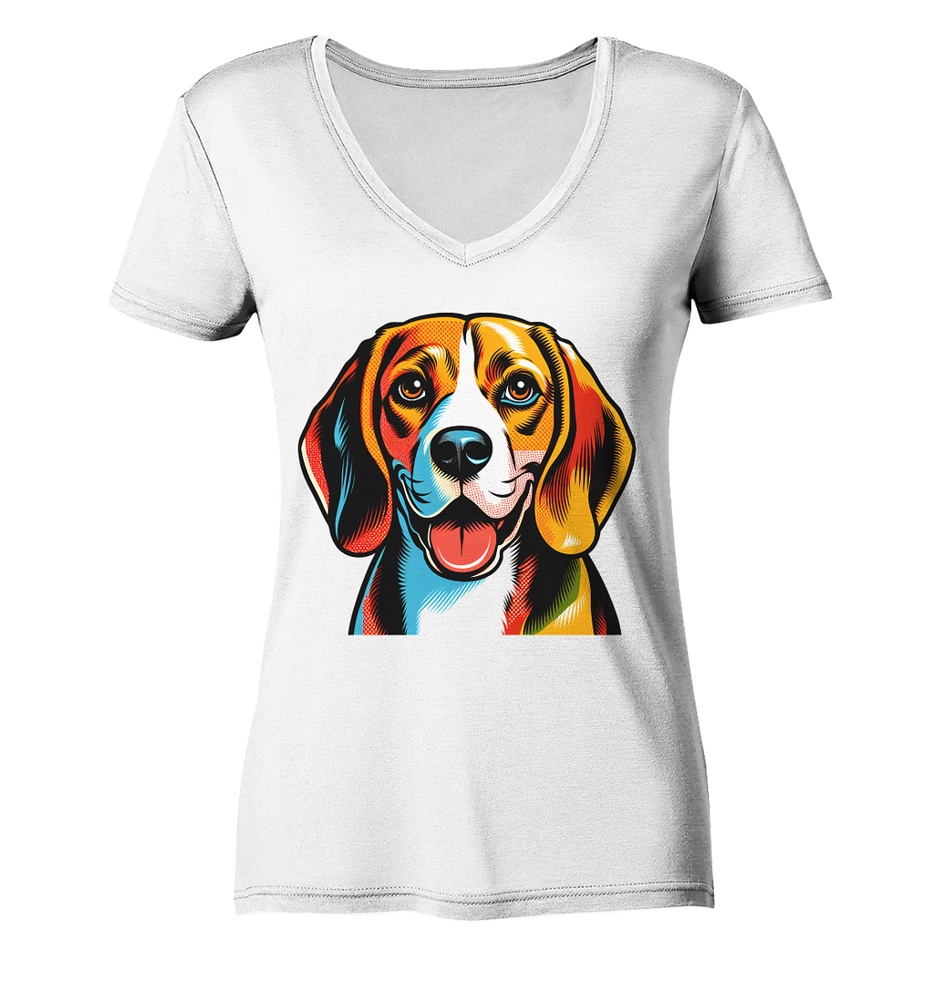 Beagle Pop Art - Personalisierbar - Ladies V-Neck Shirt