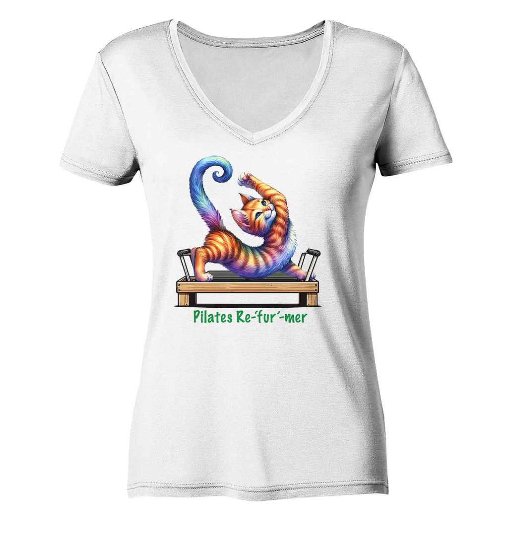 Pilates Reformer Re-fur-mer Katze lustig - Ladies V-Neck Shirt