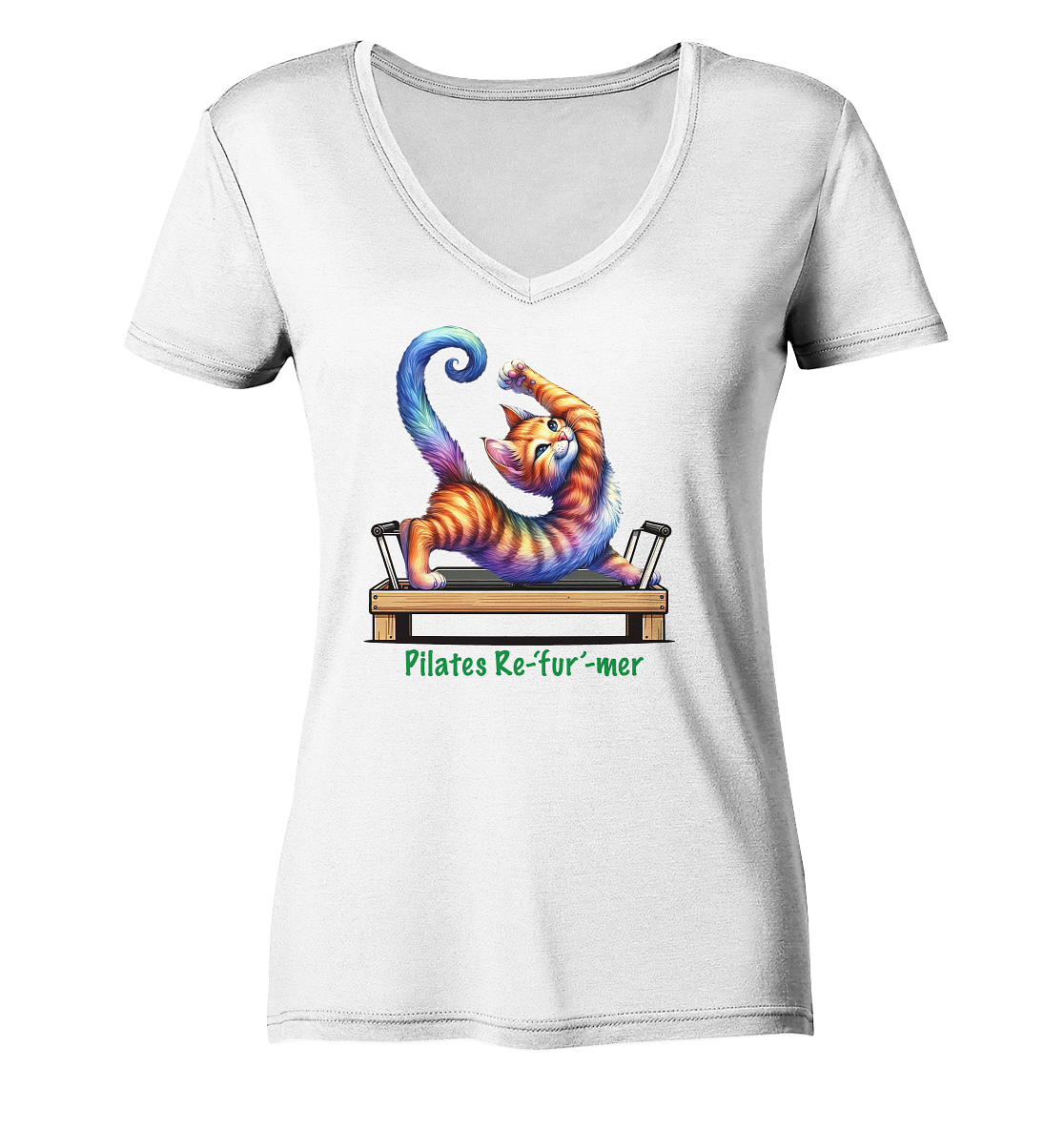 Pilates Reformer Re-fur-mer Katze lustig - Ladies V-Neck Shirt