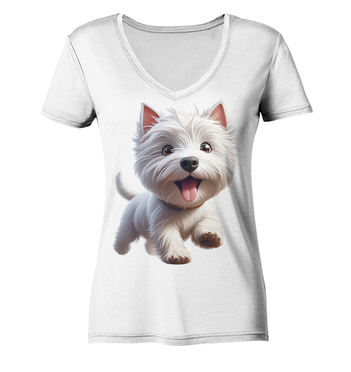 West Highland Terrier Catoon - personalisierbar - Ladies V-Neck Shirt
