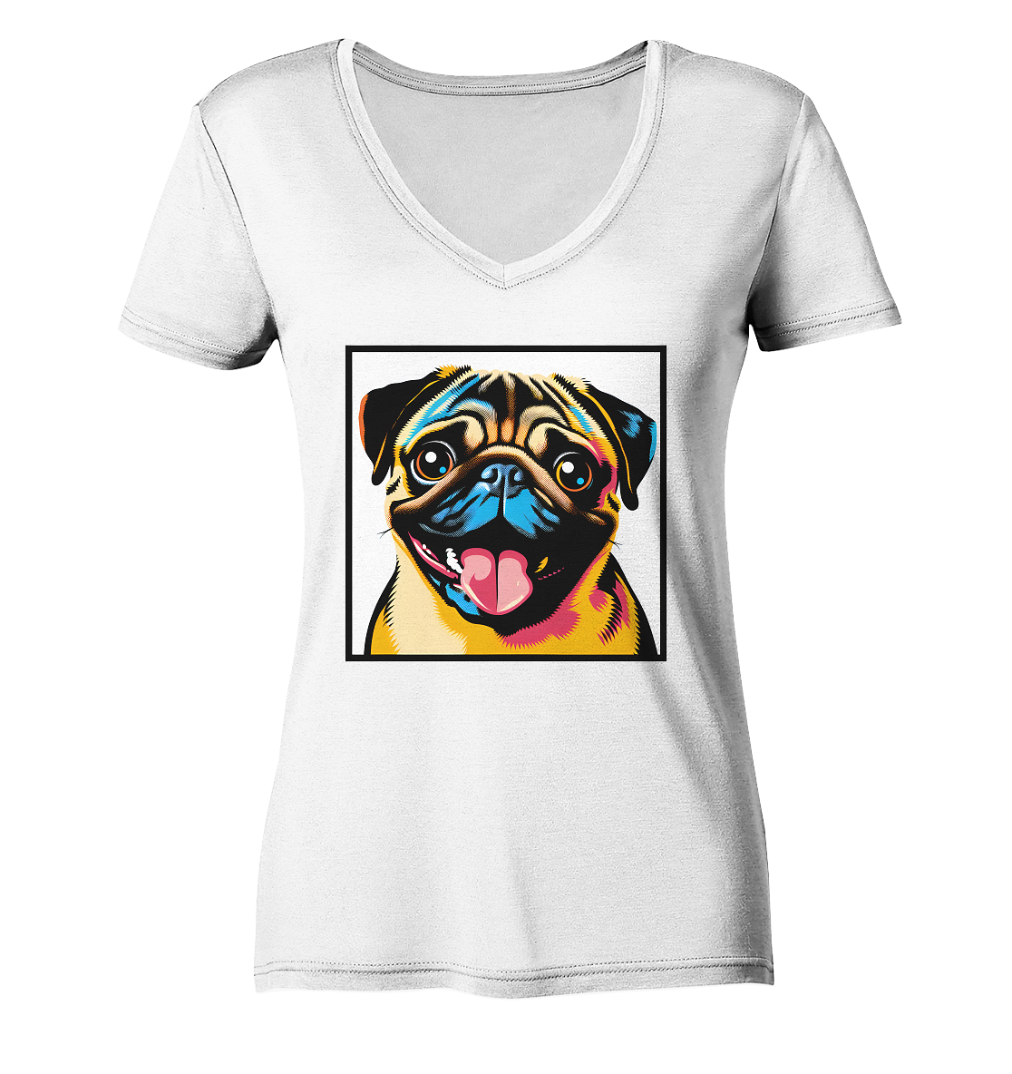 Mops Pop Art - Ladies V-Neck Shirt