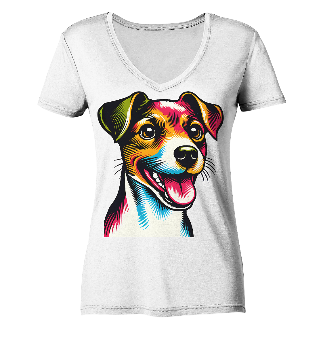 Jack Russell Terrier Pop Art - Ladies V-Neck Shirt