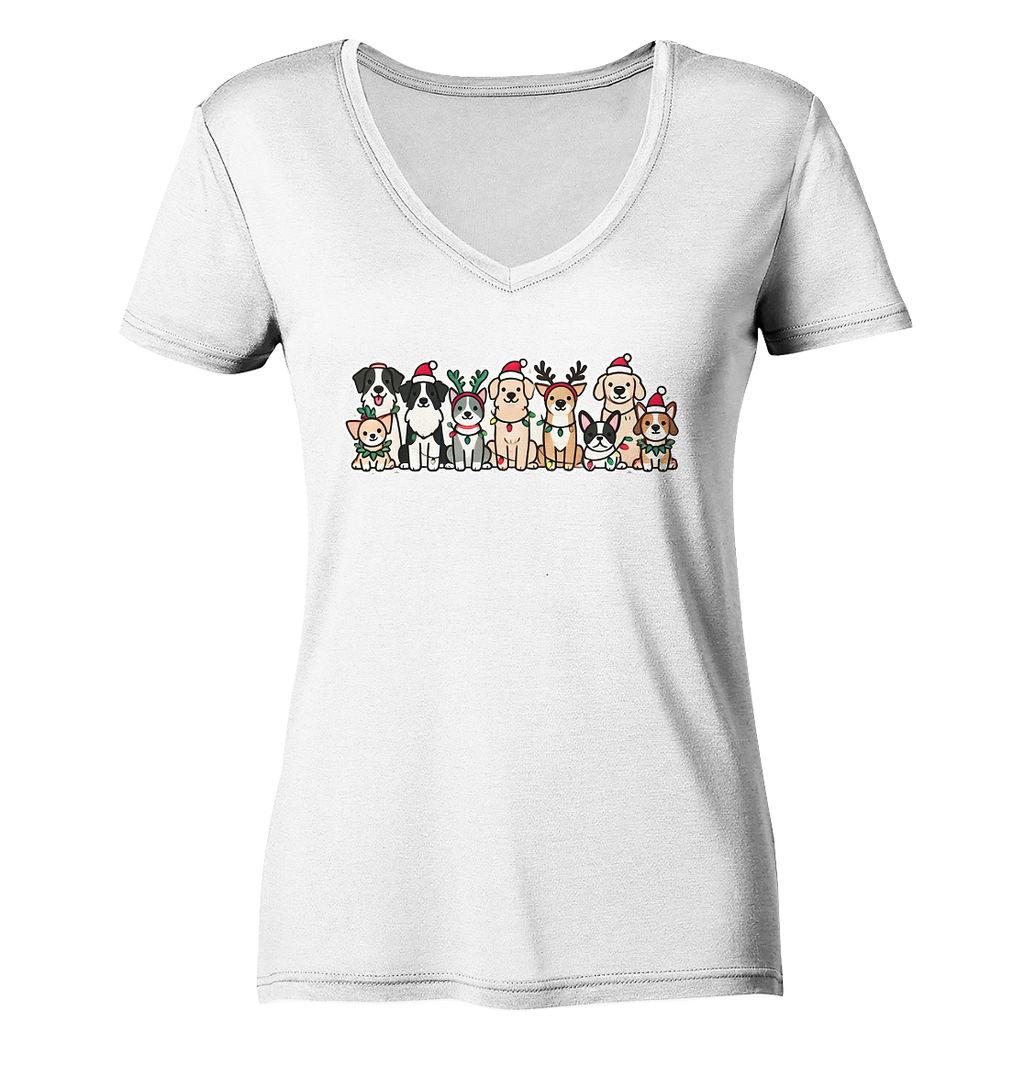 Weihnachten, Christmas Hunde - Ladies V-Neck Shirt