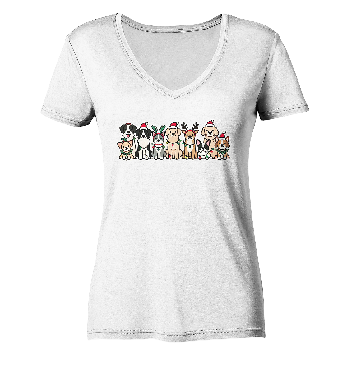 Weihnachten, Christmas Hunde - Ladies V-Neck Shirt