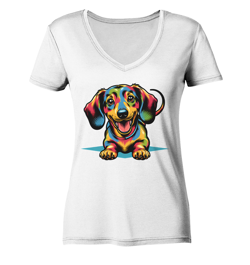 Happy Dackel Pop Art - Ladies V-Neck Shirt