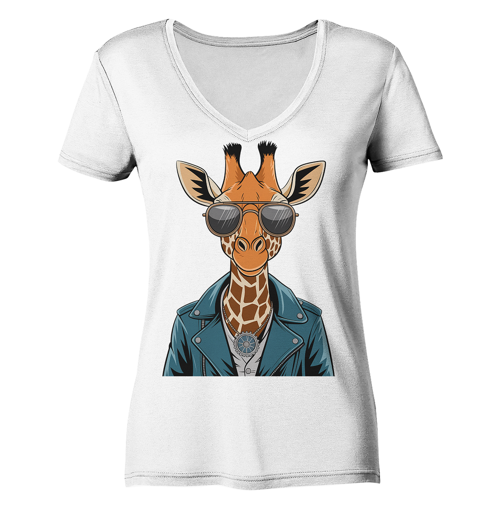 Giraffe Steampunk - Ladies V-Neck Shirt