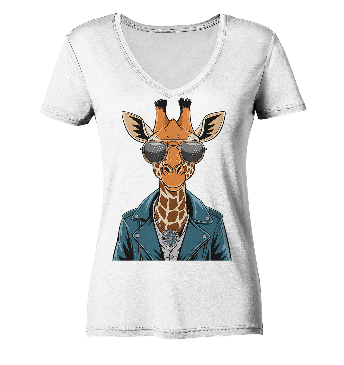 Giraffe Steampunk - Ladies V-Neck Shirt