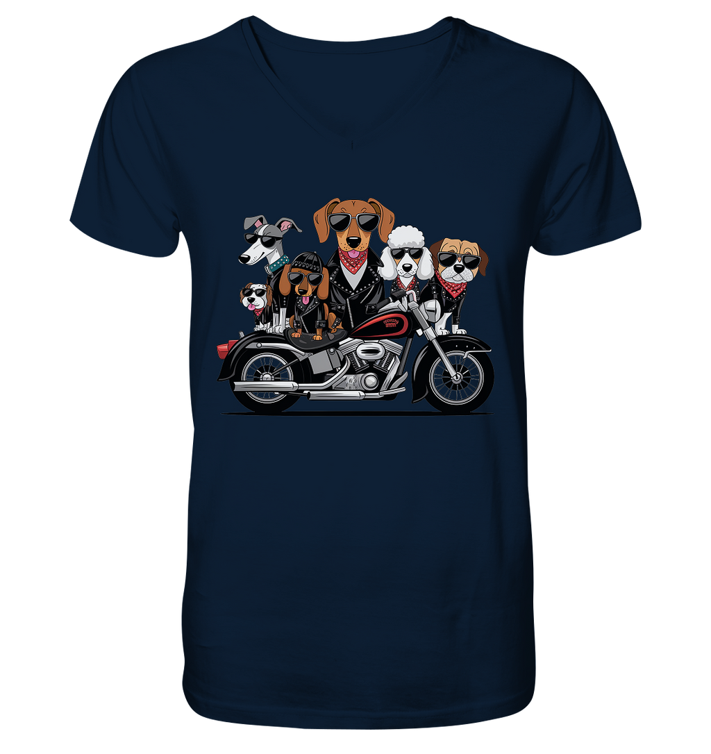 Hunde Biker Gang Fun - Mens Organic V-Neck Shirt