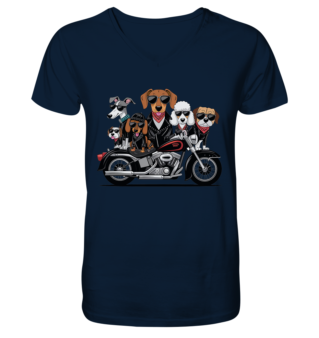 Hunde Biker Gang Fun - Mens Organic V-Neck Shirt