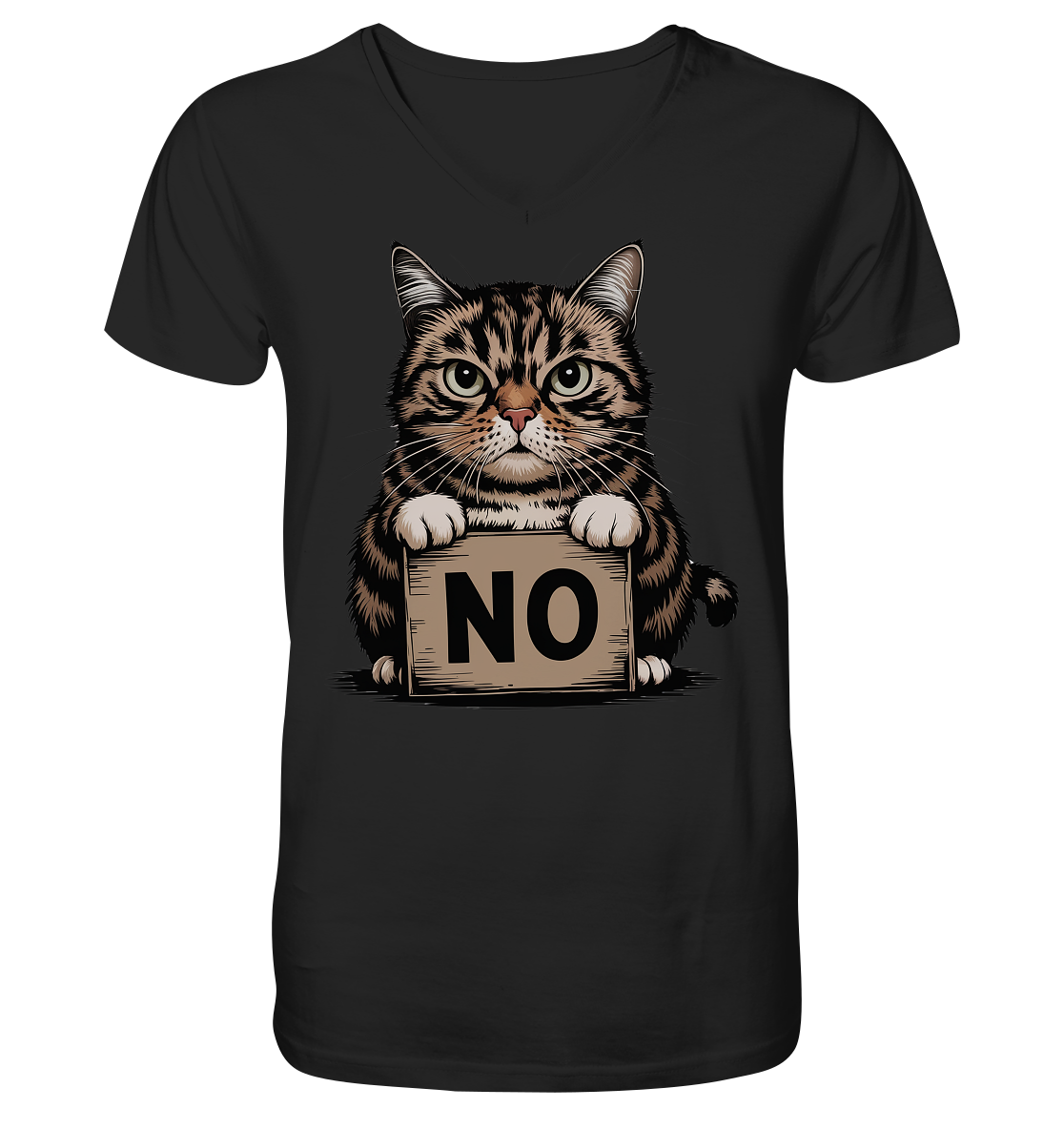 No - Funny Katze  - Mens Organic V-Neck Shirt