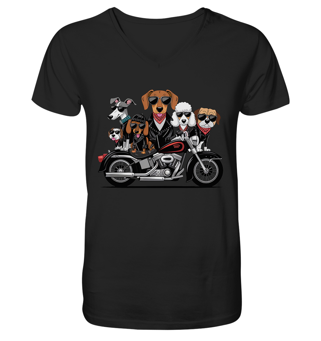 Hunde Biker Gang Fun - Mens Organic V-Neck Shirt