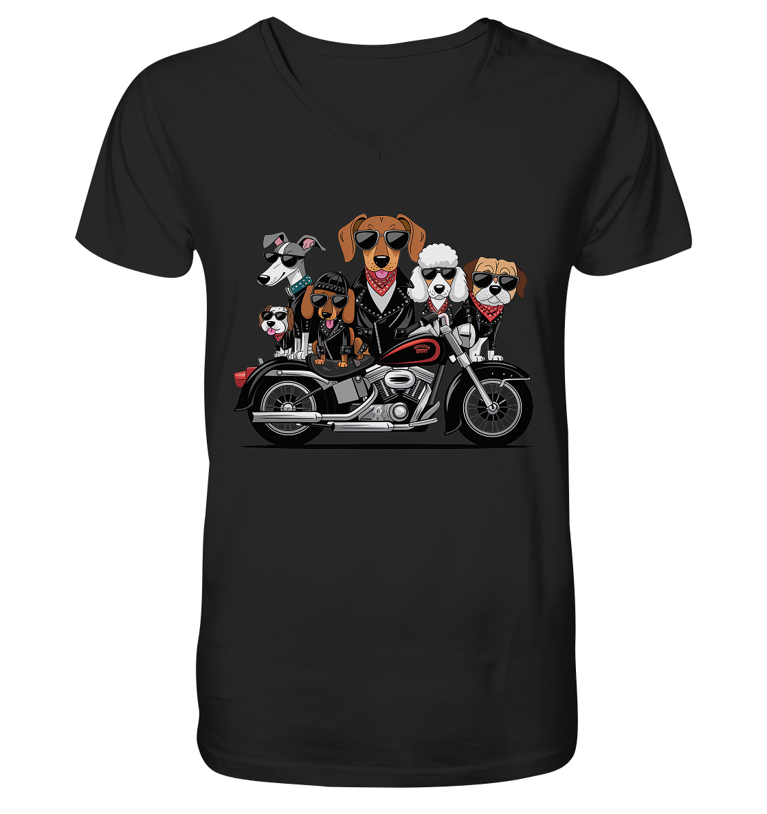 Hunde Biker Gang Fun - Mens Organic V-Neck Shirt
