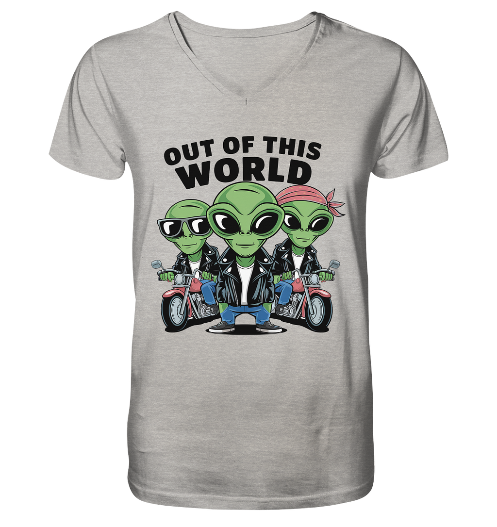 Out of this World Alien Biker - Mens Organic V-Neck Shirt