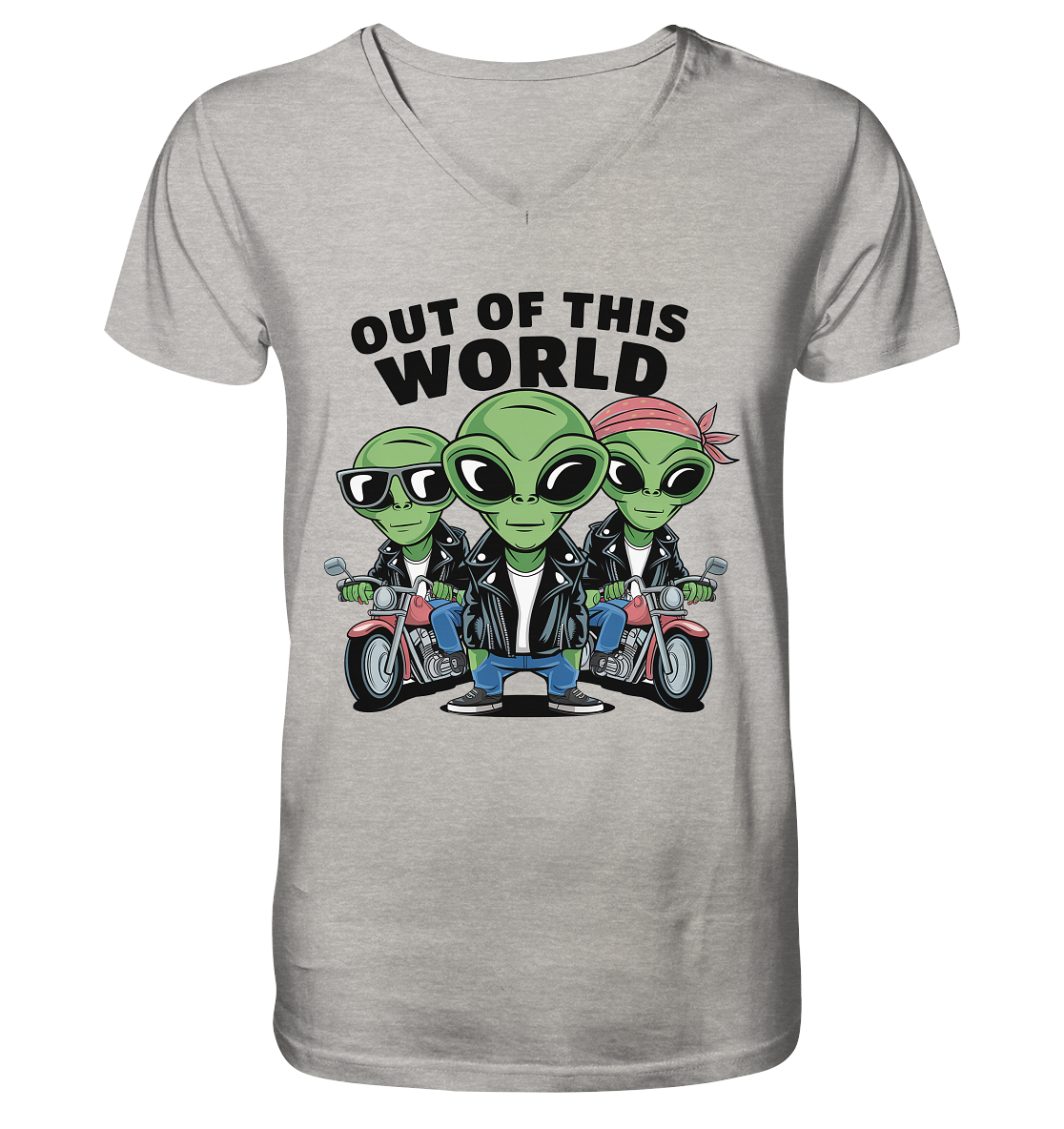 Out of this World Alien Biker - Mens Organic V-Neck Shirt
