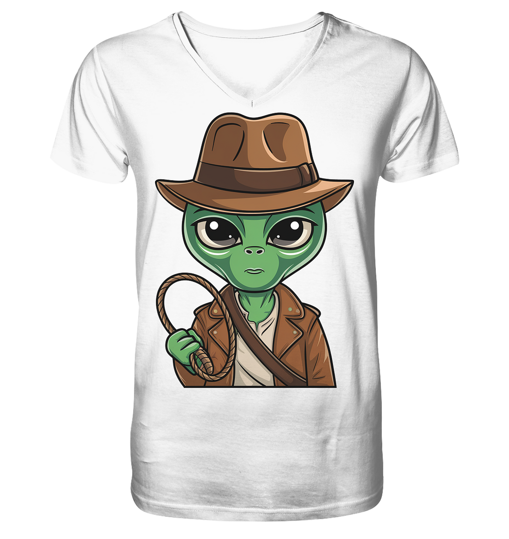 Alien Abenteurer Cartoon - Mens Organic V-Neck Shirt