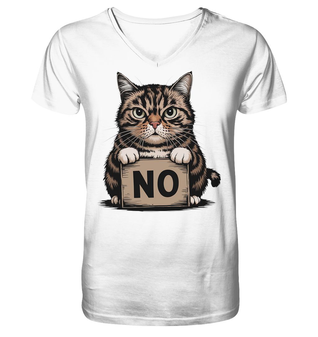 No - Funny Katze  - Mens Organic V-Neck Shirt