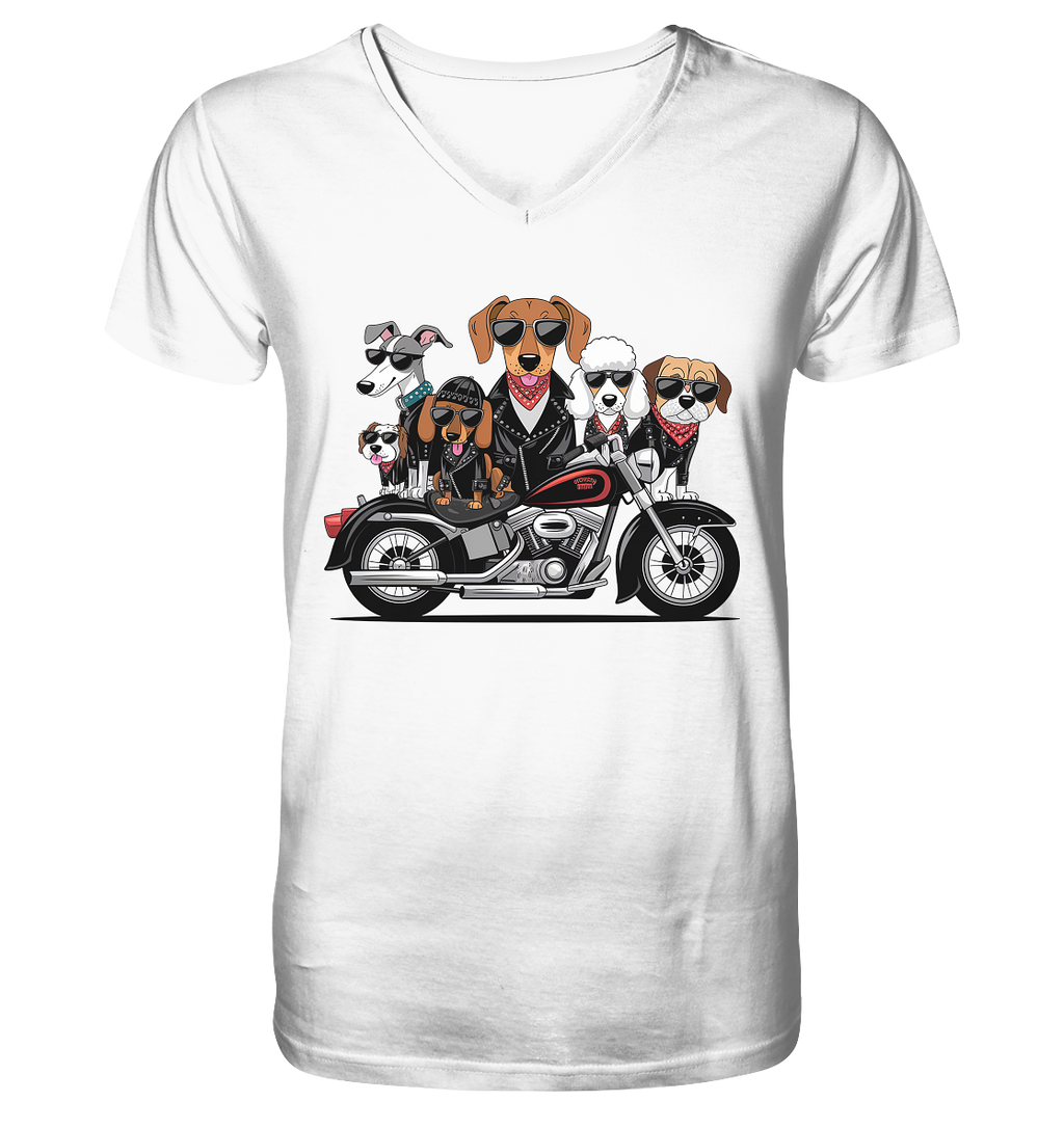 Hunde Biker Gang Fun - Mens Organic V-Neck Shirt