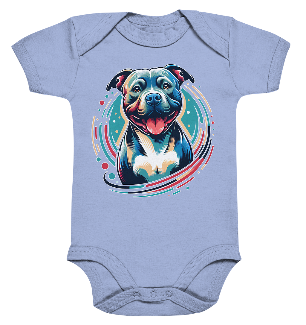 Happy Pittbull / Staffy PopArt - Organic Baby Bodysuit