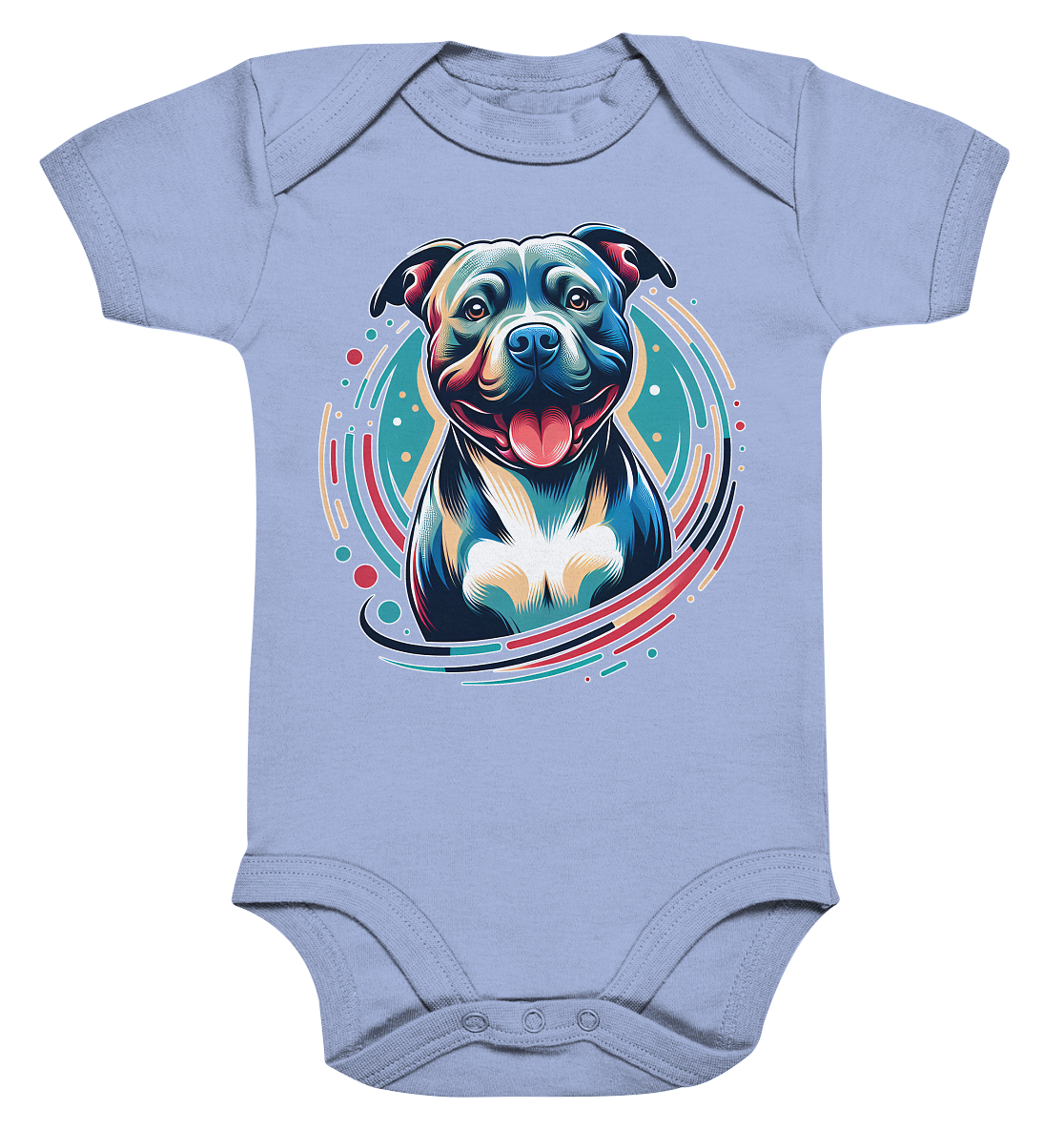 Happy Pittbull / Staffy PopArt - Organic Baby Bodysuit