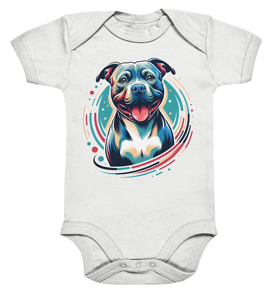 Happy Pittbull / Staffy PopArt - Organic Baby Bodysuit