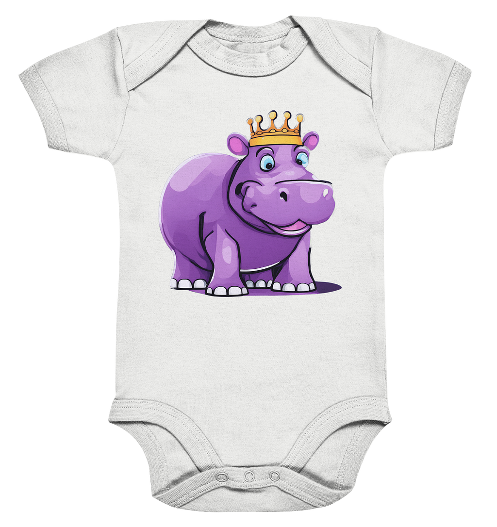Hippo Queen Cute - personalisierbar - Organic Baby Bodysuit
