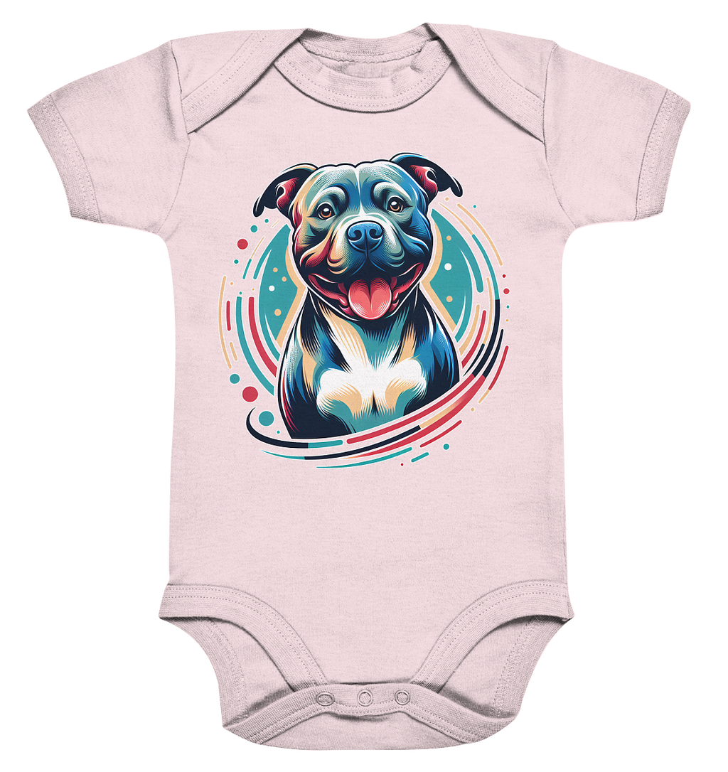Happy Pittbull / Staffy PopArt - Organic Baby Bodysuit