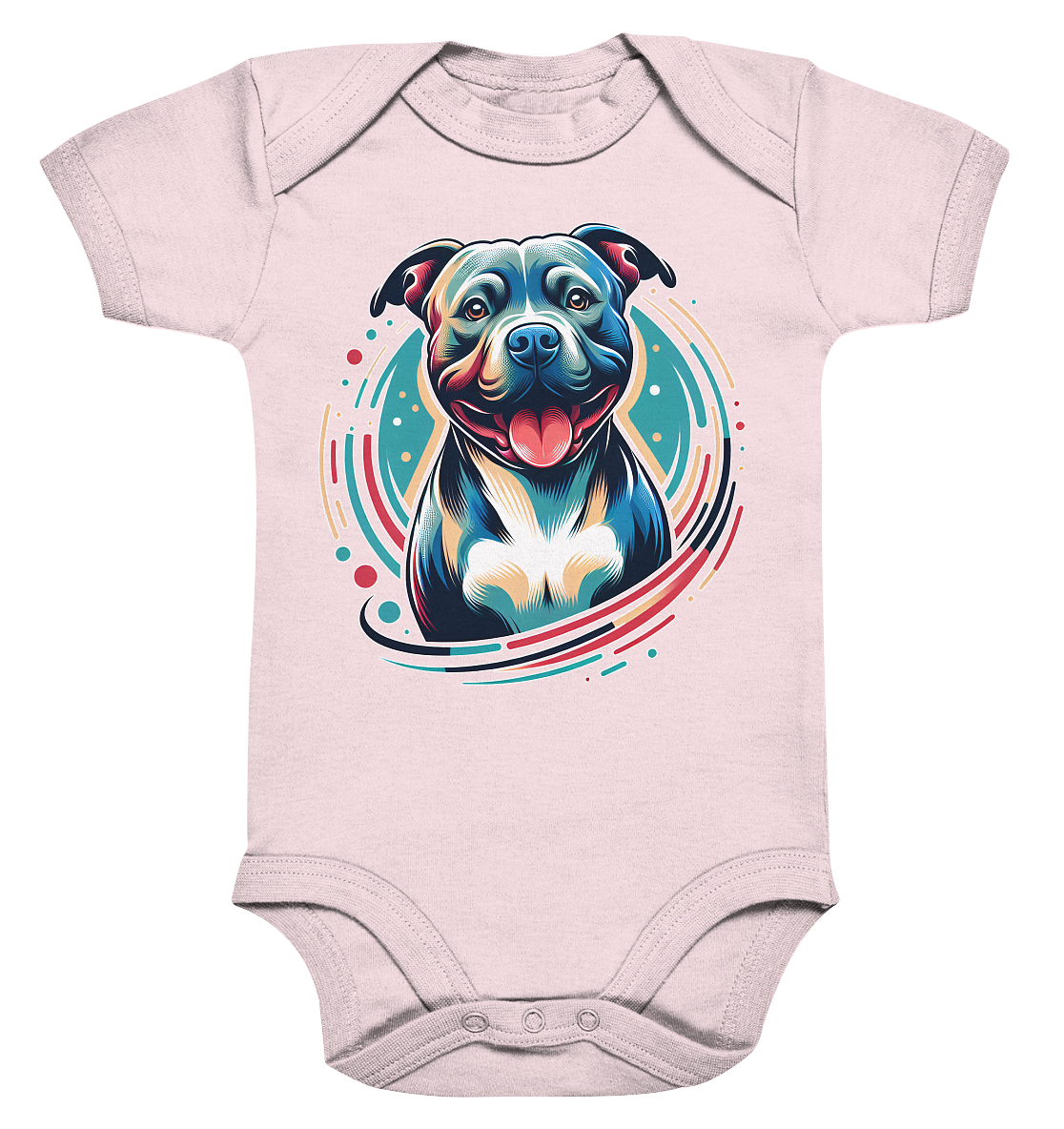 Happy Pittbull / Staffy PopArt - Organic Baby Bodysuit