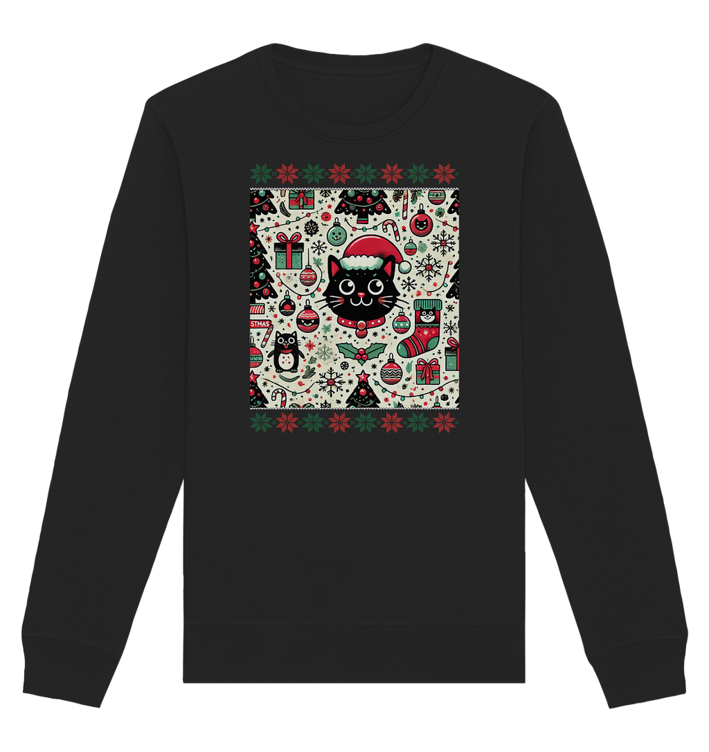 Ugly Christmas Weihnachten Katze - Organic Basic Unisex Sweatshirt