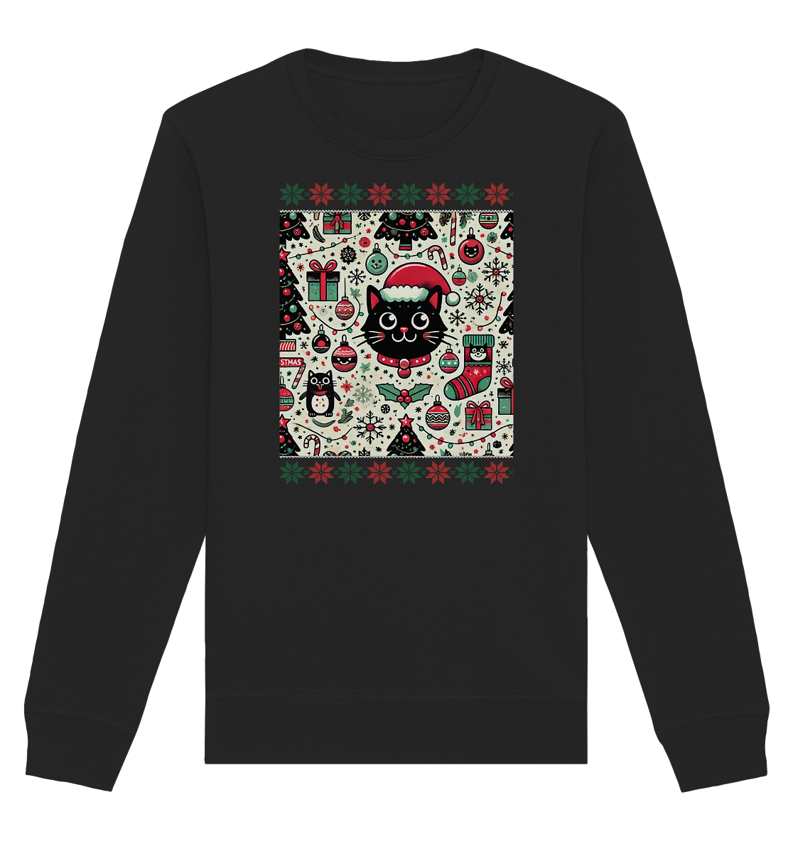 Ugly Christmas Weihnachten Katze - Organic Basic Unisex Sweatshirt