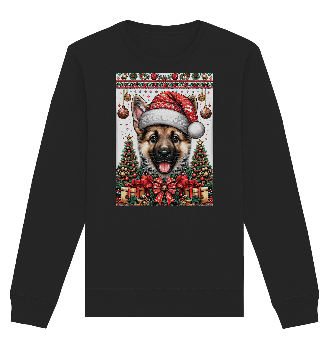 Ugly Christmas Weihnachten Schäferhund - Organic Basic Unisex Sweatshirt