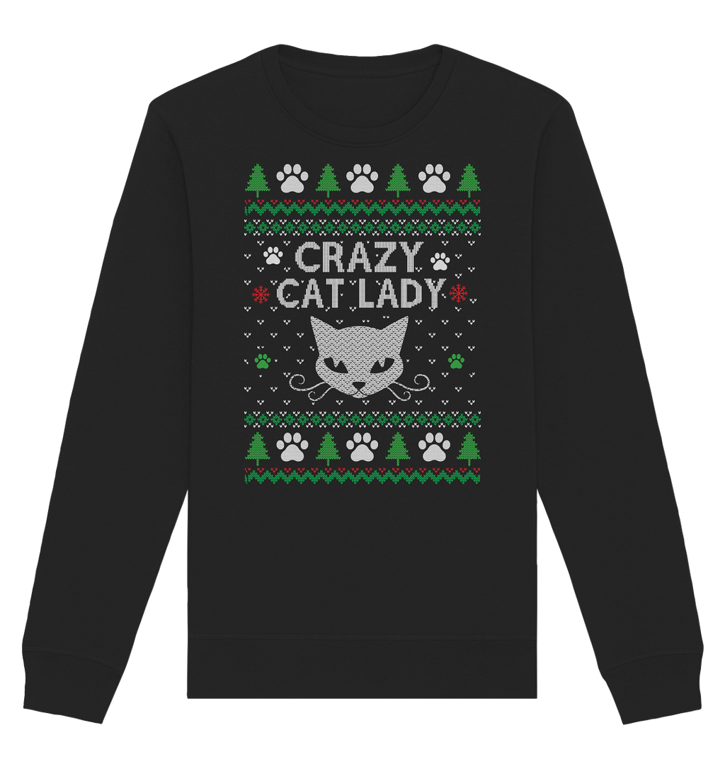 Ugly Christmas Weihnachten Crazy Cat Lady - Organic Basic Unisex Sweatshirt
