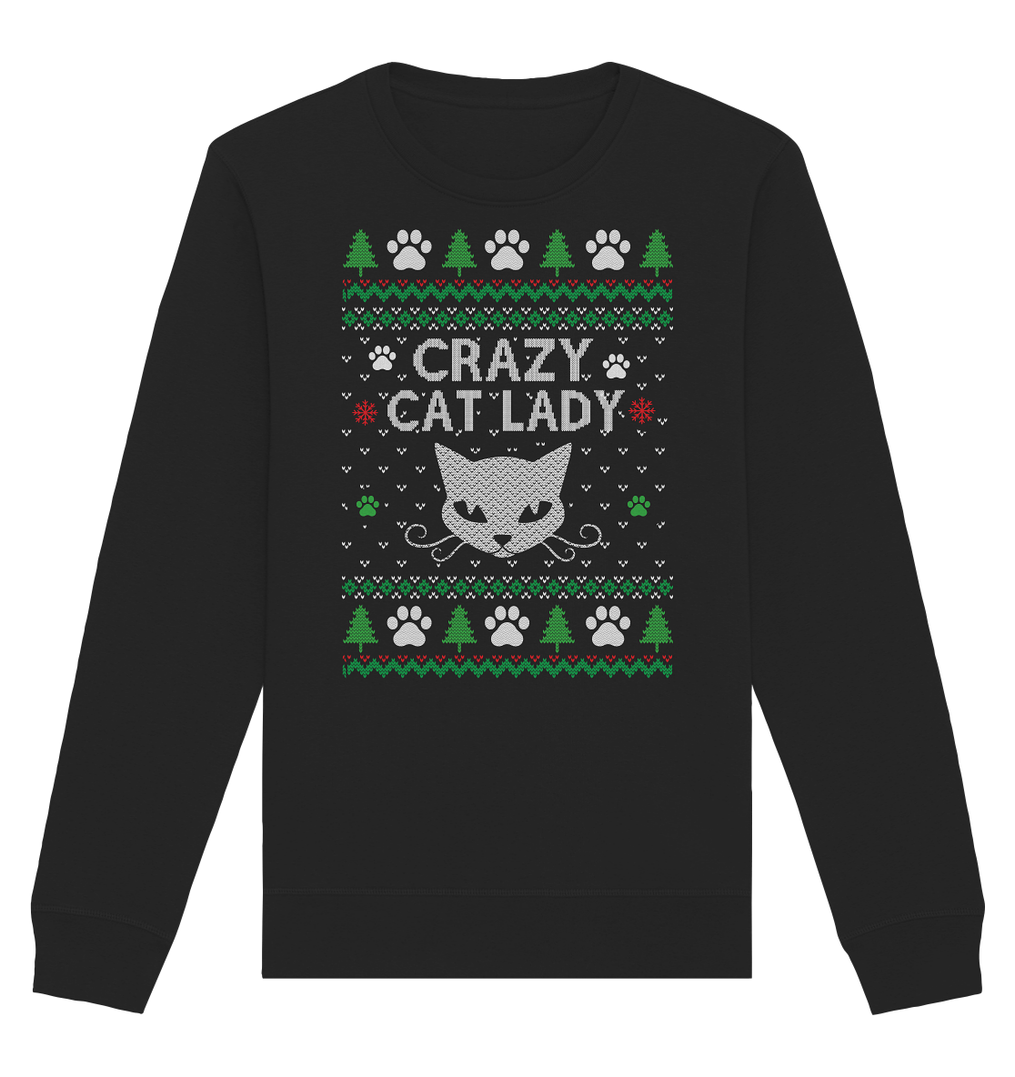 Ugly Christmas Weihnachten Crazy Cat Lady - Organic Basic Unisex Sweatshirt