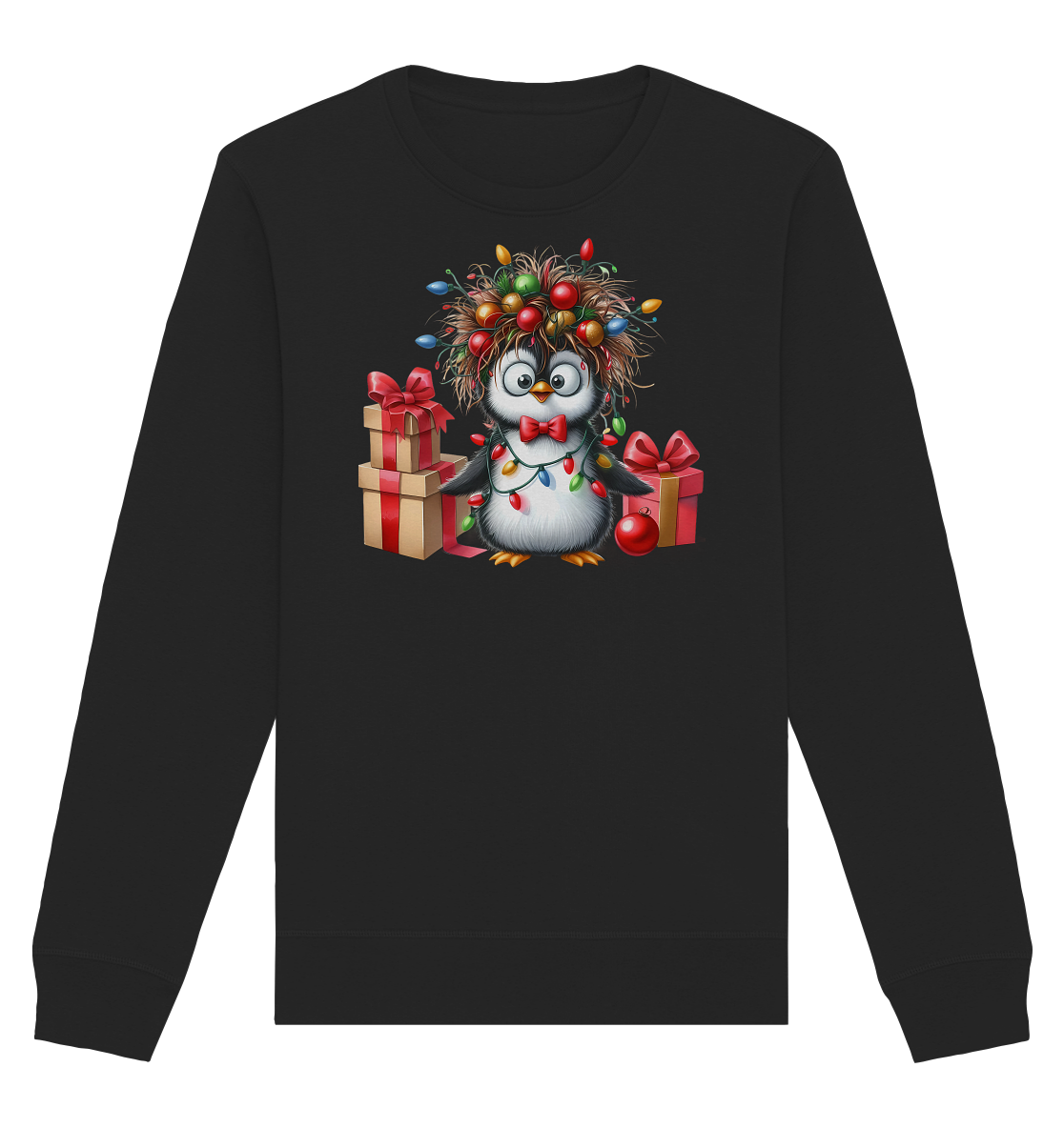 Ugly Christmas Weihnachten Crazy Pinguin - Organic Basic Unisex Sweatshirt