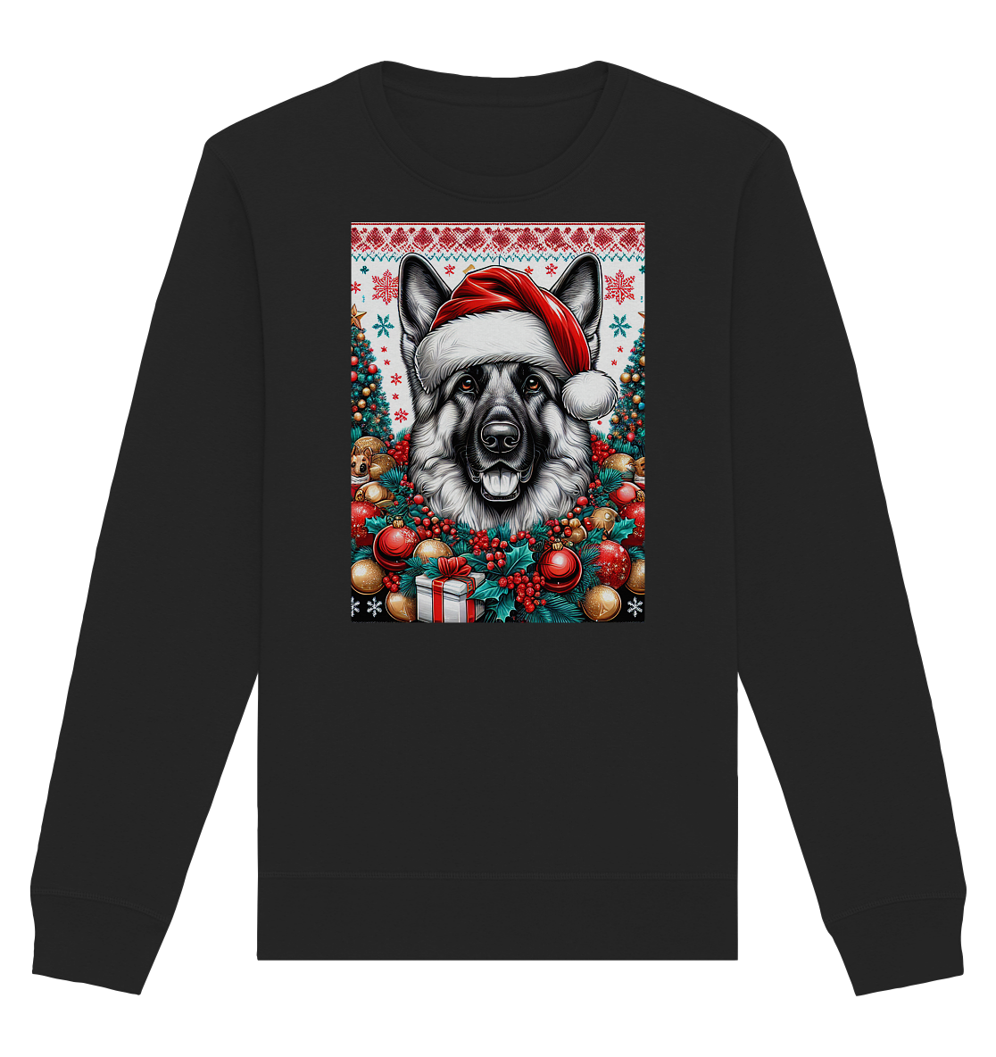 Ugly Christmas Weihnachten Schäferhund - Organic Basic Unisex Sweatshirt