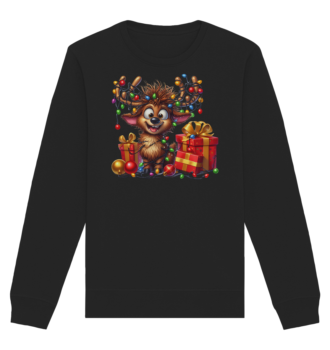 Ugly Christmas Weihnachten Crazy Rentier - Organic Basic Unisex Sweatshirt