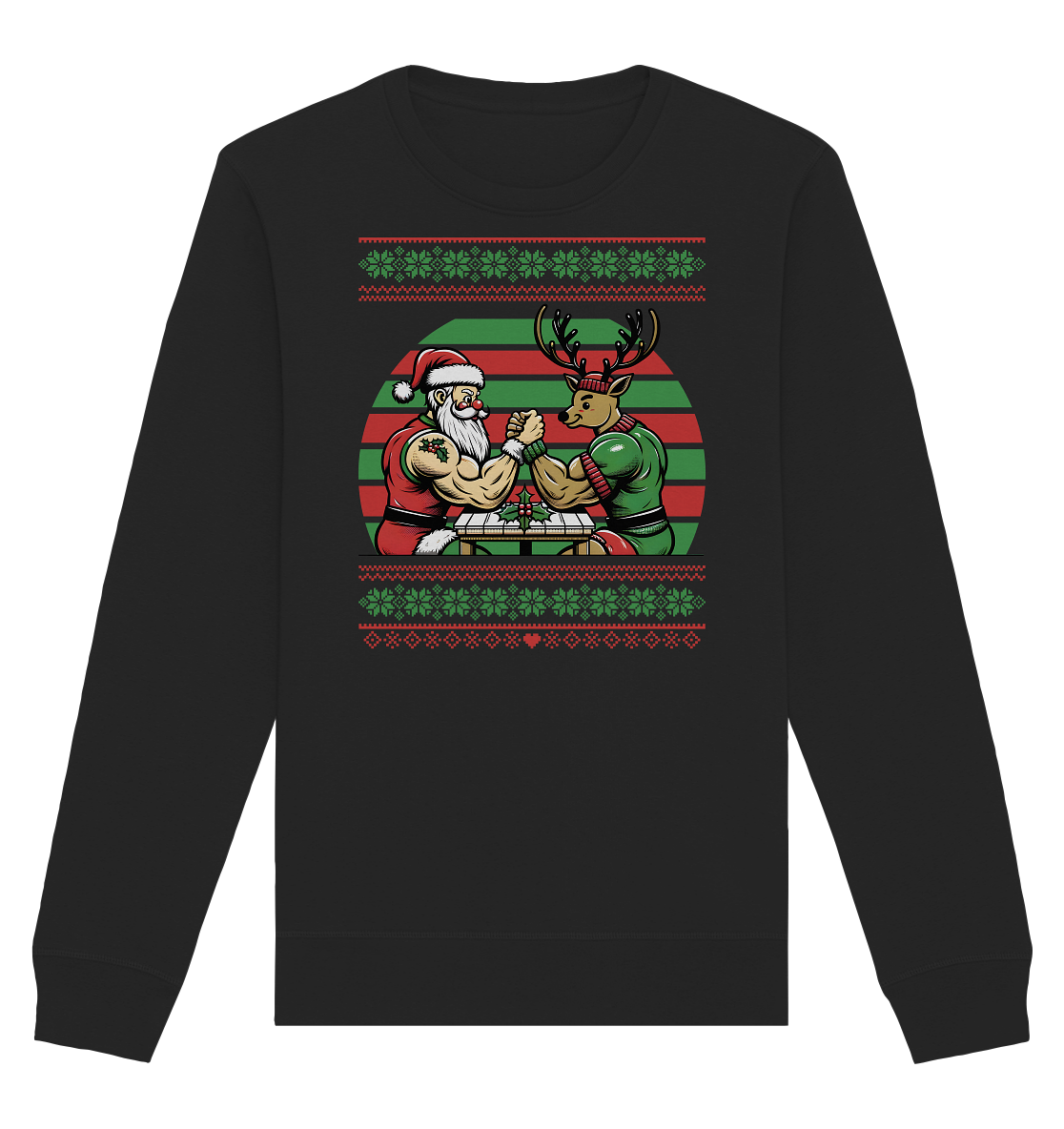 Ugly Christmas Santa und Rudolph Armdrücken - Organic Basic Unisex Sweatshirt