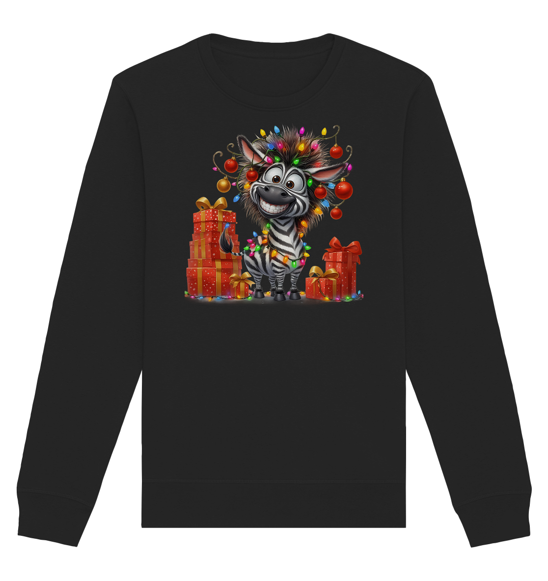 Ugly Christmas Weihnachten Crazy Zebra - Organic Basic Unisex Sweatshirt