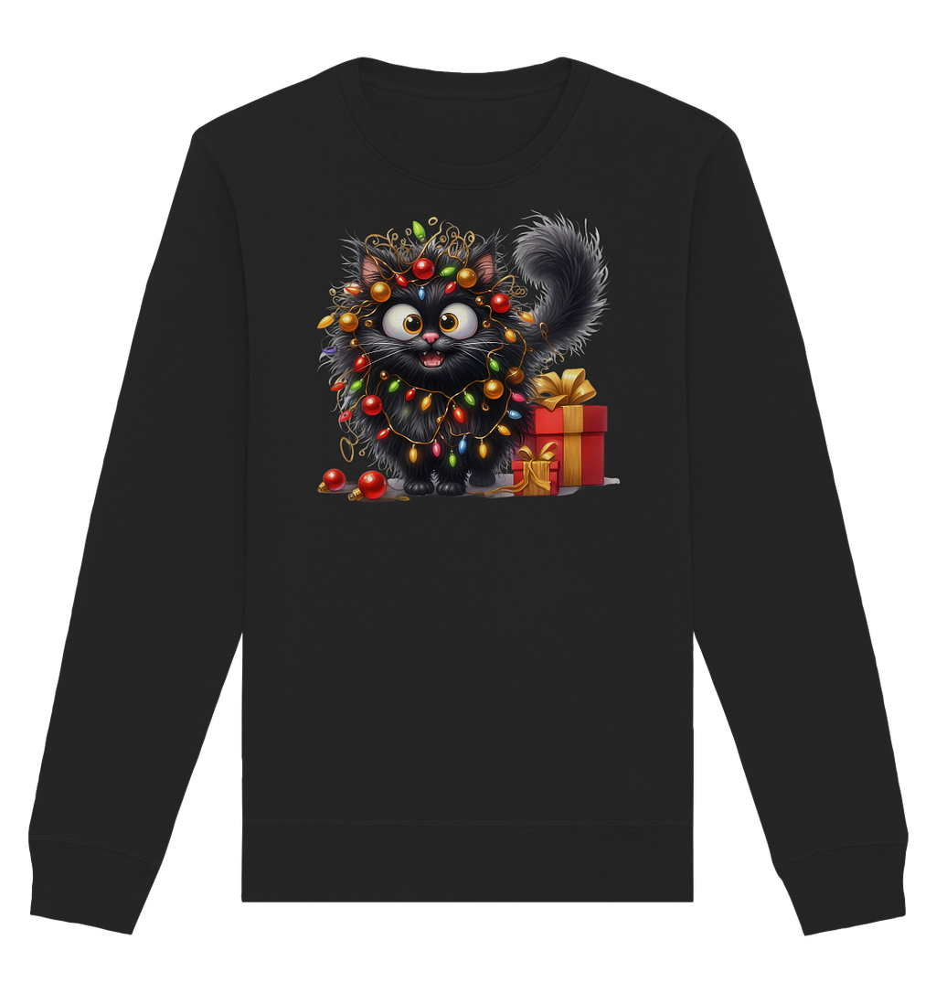 Ugly Christmas Weihnachten Crazy Katze - Organic Basic Unisex Sweatshirt