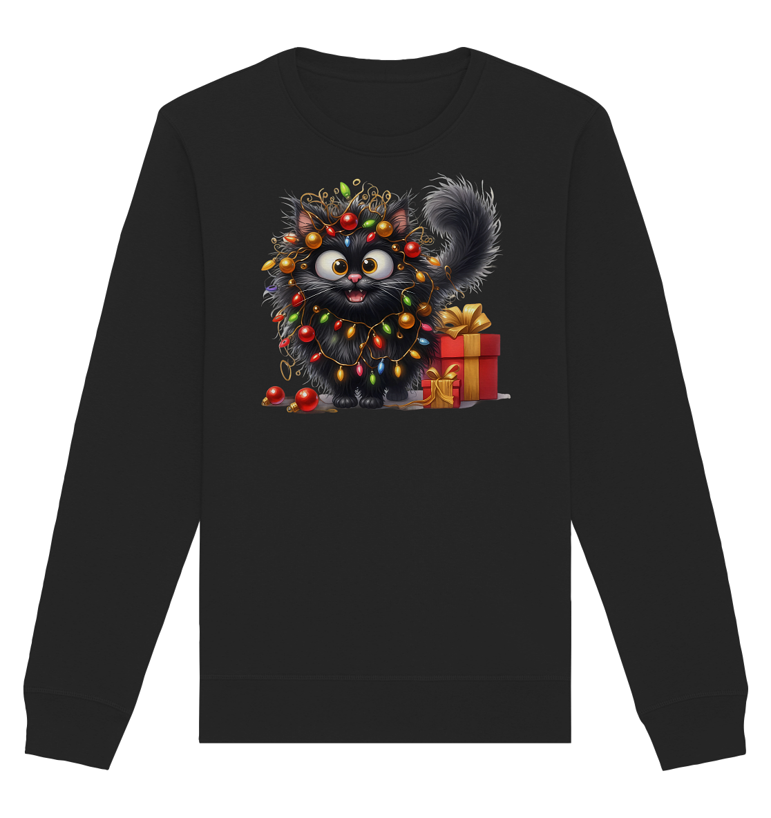 Ugly Christmas Weihnachten Crazy Katze - Organic Basic Unisex Sweatshirt