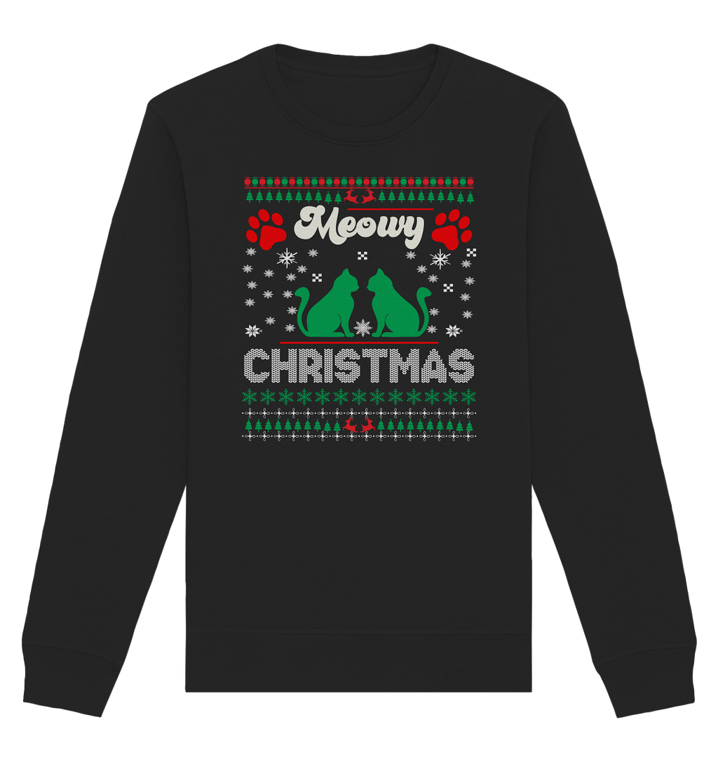 Ugly Christmas Weihnachten Katzen Meowy Christmas - Organic Basic Unisex Sweatshirt