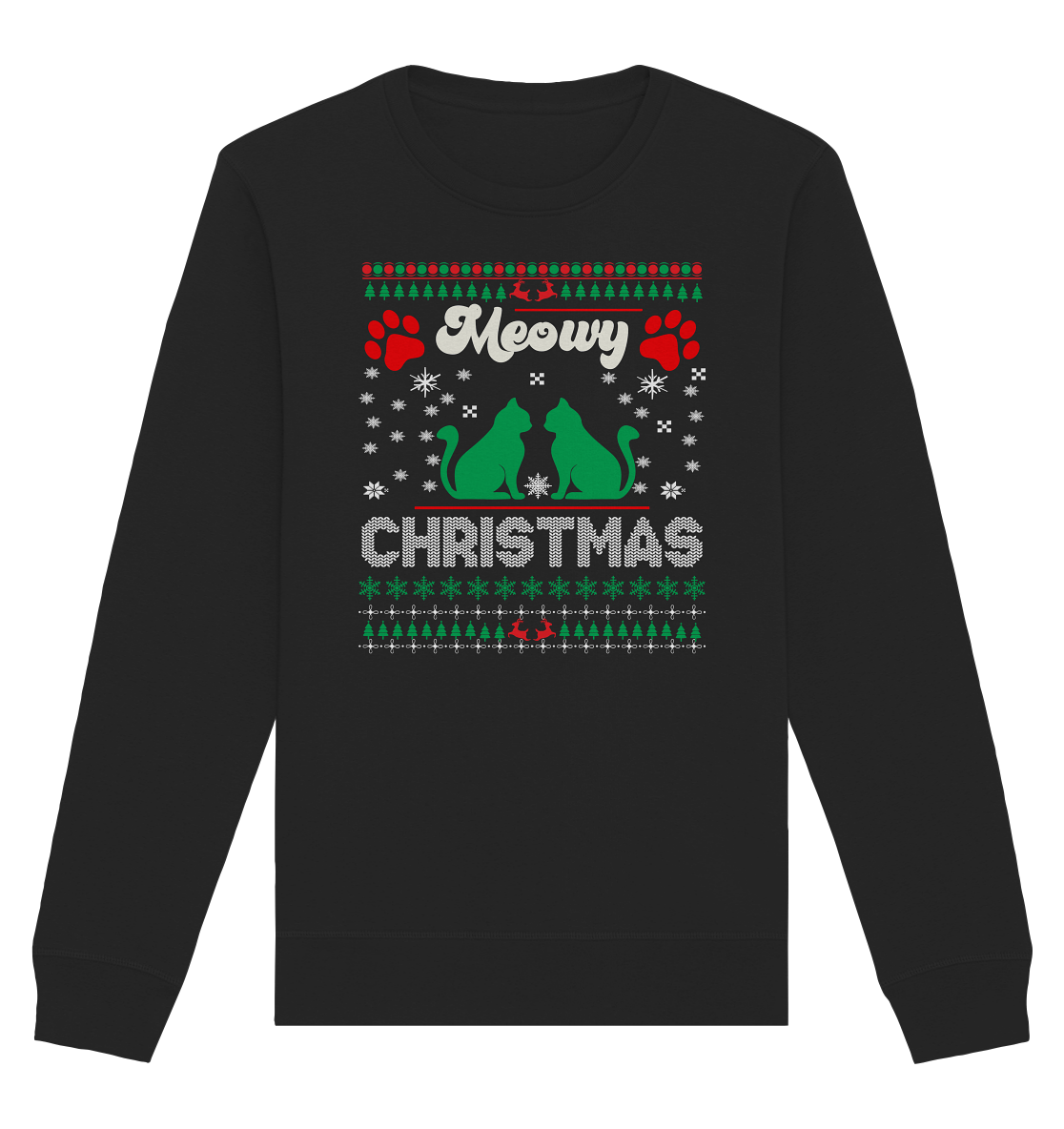Ugly Christmas Weihnachten Katzen Meowy Christmas - Organic Basic Unisex Sweatshirt