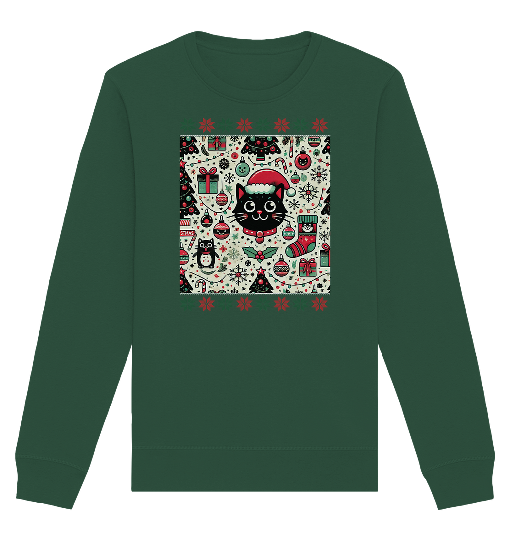 Ugly Christmas Weihnachten Katze - Organic Basic Unisex Sweatshirt