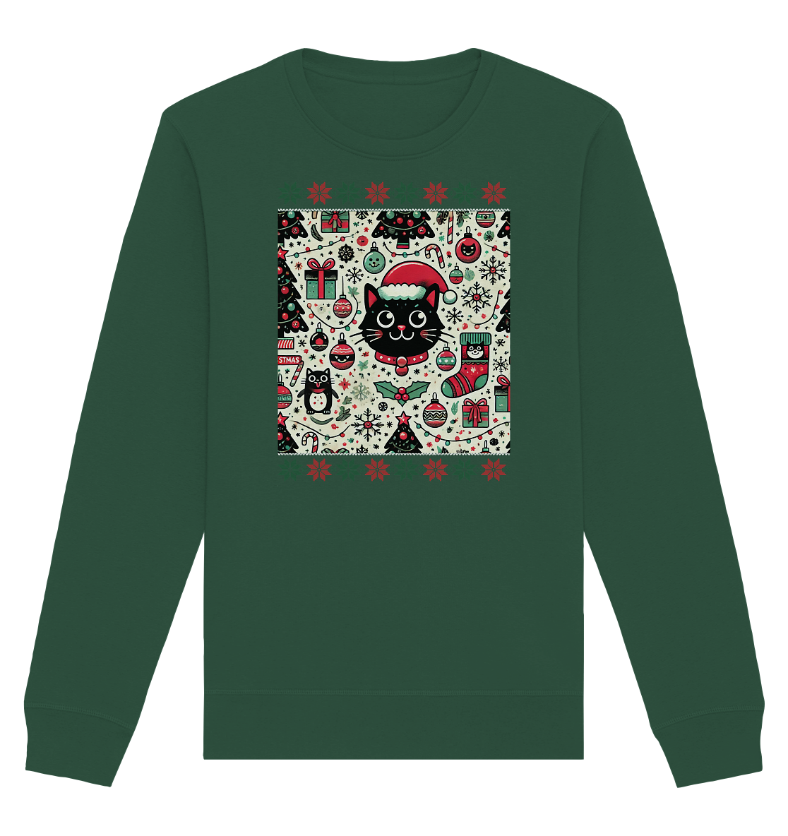 Ugly Christmas Weihnachten Katze - Organic Basic Unisex Sweatshirt