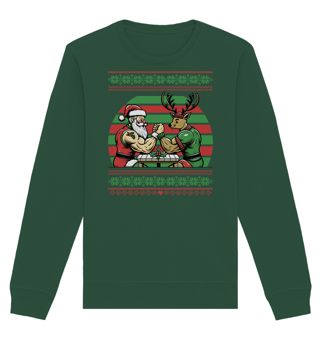 Ugly Christmas Santa und Rudolph Armdrücken - Organic Basic Unisex Sweatshirt