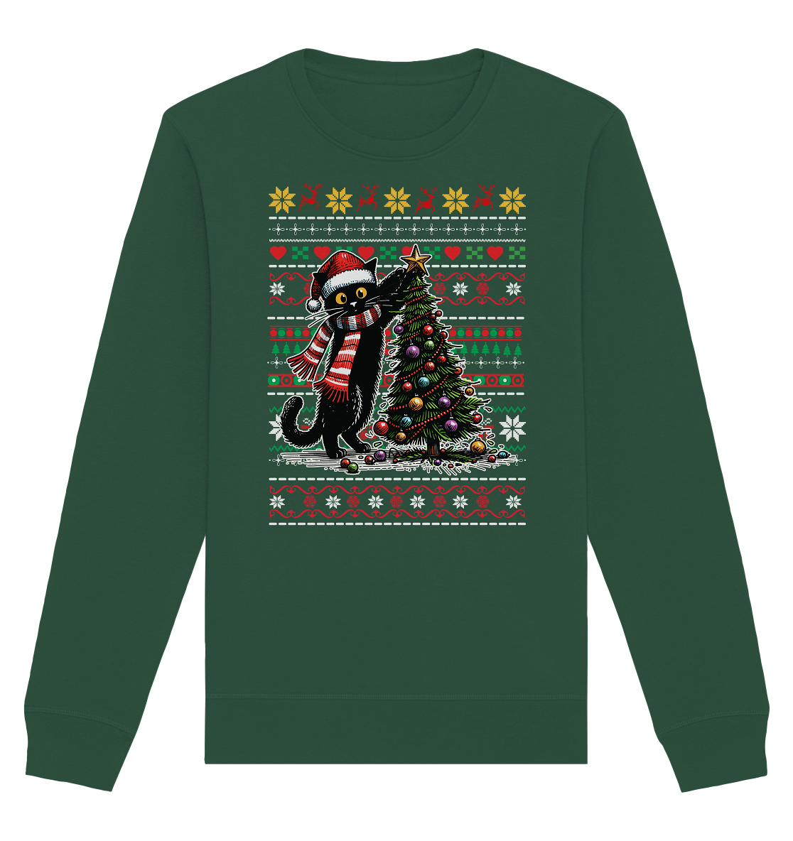 Ugly Christmas Weihnachten Katze Tannenbaum - Organic Basic Unisex Sweatshirt