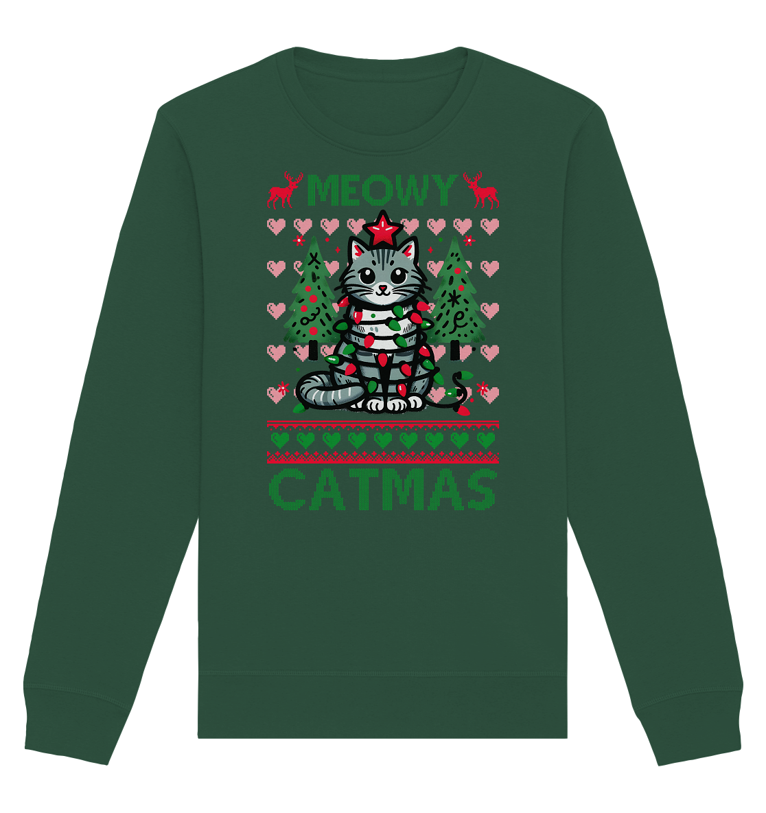 Ugly Christmas Merry Catmas - Organic Basic Unisex Sweatshirt